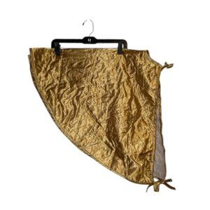 *3 FOR $9* Trim A Home 48" Christmas Shiny Solid Quilted Tie Bow Gold Tree Skirt